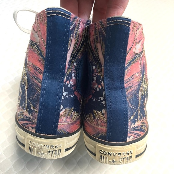 Converse All Star High Top Sneakers Abstract Feather Print Artsy Chuck Taylor - Picture 7 of 9